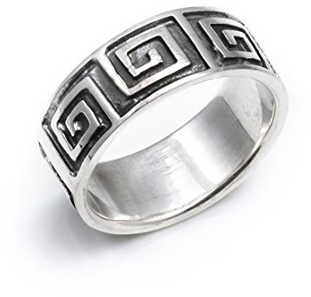 Silverly Dam herr .925 sterling silver 8 mm grekisk nyckel design bandring, Silver,