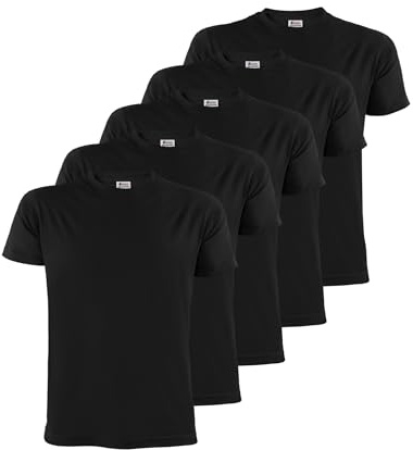 ALPIDEX Camiseta Hombre Pack 5 Básica Manga Corta 100% Algodón Negro S