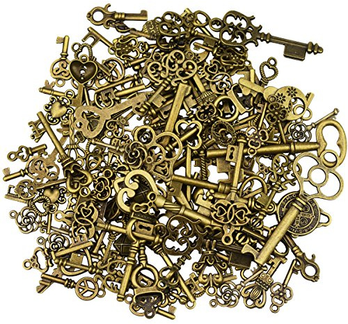 125 Stück antike Bronze Vintage Skelett Schlüssel Anhänger DIY Halskette Anhänger für handgemachten Hochzeit Party gefallen & Geburtstagsparty