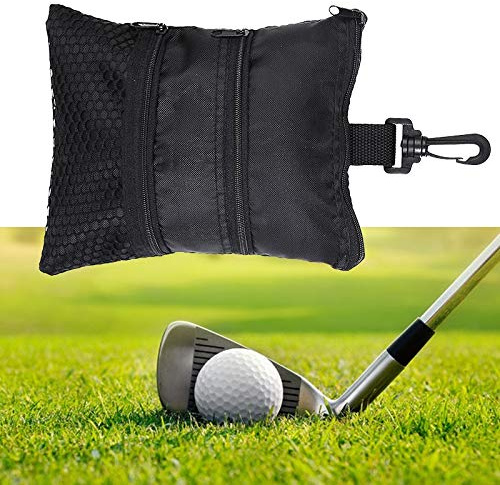 DEWIN Golfball Tasche, Tragbares Golfballzubehör Schwarze Tasche mit Reißverschluss und Mehreren Taschen