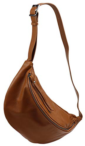 SH Leder echt Leder Damen Unisex Brusttasche für Festival Reise mittelgross Hüfttasche Crossbody Bag Frauen Ledertasche 37x21cm Fania G697