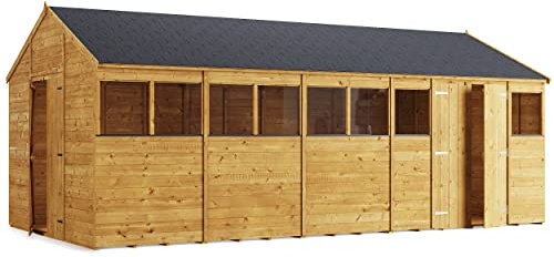 BillyOh Expert 20x10 Wooden Garden Shed with Apex Roof – Windowed Garden Storage Shed Design, Dual Way Doors, 11mm Tongue and Groove Wood Cladding, Easy Assembly & Complete Kit Outdoor Storage