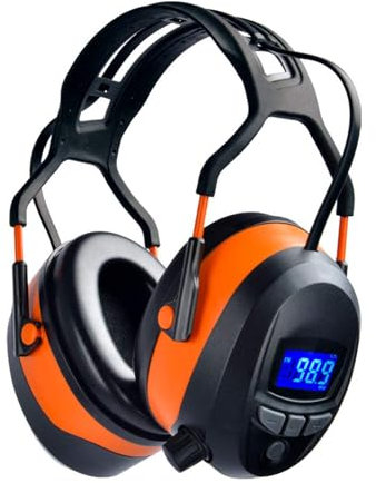 Gardtech, cuffie protettive Ear Defenders, con radio FM, connettore stereo, display LCD e scheda SD da 4 G, SNR 29