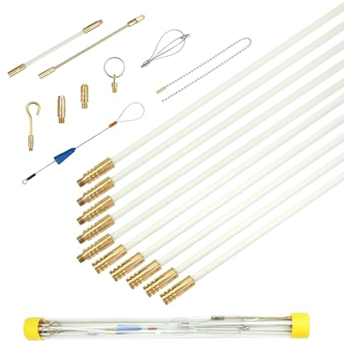 Glasfaser-Fischband-Kabelstangen Fish Stick-Draht Laufender Fischband-Kit 43cm*10 Anschließbarer Kabelabzieher Ziehen Sie die elektrischen Drahtstangen mit Haken und Ösen-Nudler