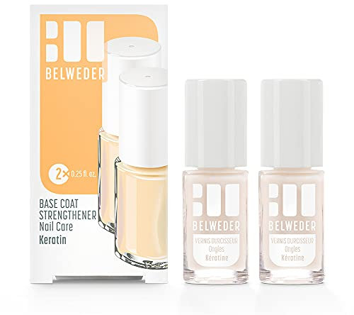 BELWEDER - Nagelhärter mit Keratin 2 x 7,5ml - Nagelpflege für Geschwächte und Weiche Nägel - Nagelhärter Brüchige Nägel Durchsichtig - Schützender Nagelhärter Extra Stark