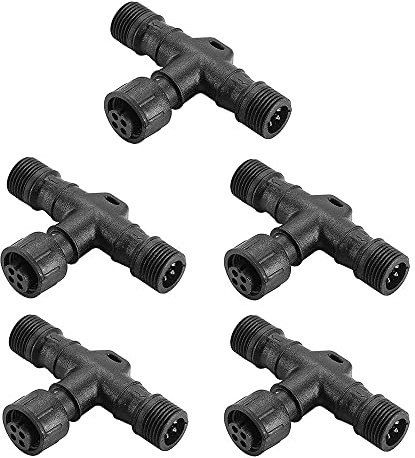 INDARUN 5 Stück 4 Pins T-Stecker wasserdicht IP67 für RGB-LED-Terrassenleuchten
