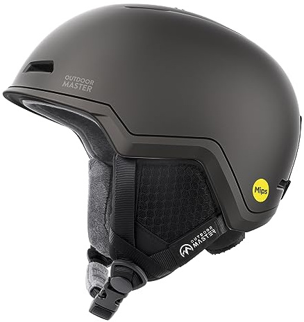 OutdoorMaster MIPS Skihelm, Snowboardhelm für Männer und Frauen, Snowboardhelm mit Ventilationssystem, individuelle Größenanpassung, Helmfarben Matt - Schwarz, Weiß, Grau, Blau
