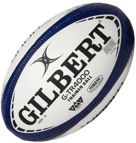 World Rugby Shop X Gilbert G-TR4000 Rugby Ball Size 5 - Durable Rugby Equipment - Triangular Surface Grip - 3 Ply Construction - Navy