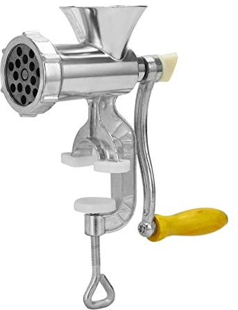 Trintion Manual Meat Grinder 6-in-1 Aluminum Alloy Sausage Filling Machine Wooden Handle Meat Grinder for Meat and Vegetable Grinding and Sausage Filling