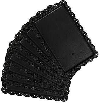 Vassoi da portata in plastica per alimenti, 35,6 x 22,9 cm, nero, rettangolare, per feste, caffetteria, cucina, ristorante, set di 4 vassoi piatti piccoli per dessert, frutta, biscotti, snack e