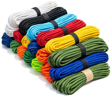 EDCX Paracord 550 Set (30 m, 50 m und 60 m) - 100% Nylonseil, 7 Litzen Seil, 4mm Nylonseil in vielen Farben | 400 Gramm (60m) Set