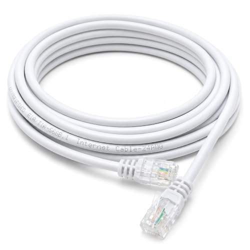 DRUT RJ11 to RJ11 ADSL 2 Modem Telephone Cable, 5m, 16.5ft White | High Speed Broadband, Transmits Data Up to 100 Mbits/sec, 26 AWG, Supports Analogue or Digital (DSL/ISDN) Applications