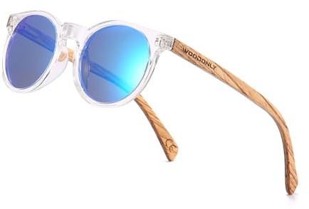 WOODONLY Holz Runde Polarisierte Sonnenbrille - Mode Holz Sonnenbrille für Damen und Herren Perfekte Geschenke