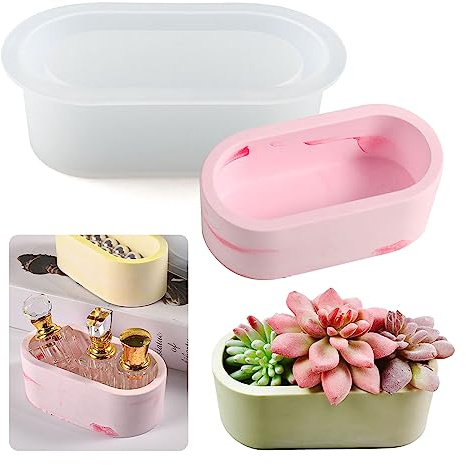 Caja de almacenamiento de resina epoxi, molde de silicona para joyas, pequeña maceta de silicona, molde de hormigón, molde de fundición, molde ovalado, caja de almacenamiento de resina epoxi, molde de