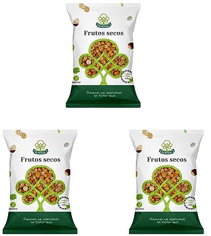 EL NOGAL Frutos Secos Cóctel de Frutos Secos con Maíz Bolsa, 1000 G. SIN GLUTEN. APTO PARA CELÍACOS. (Paquete de 3)