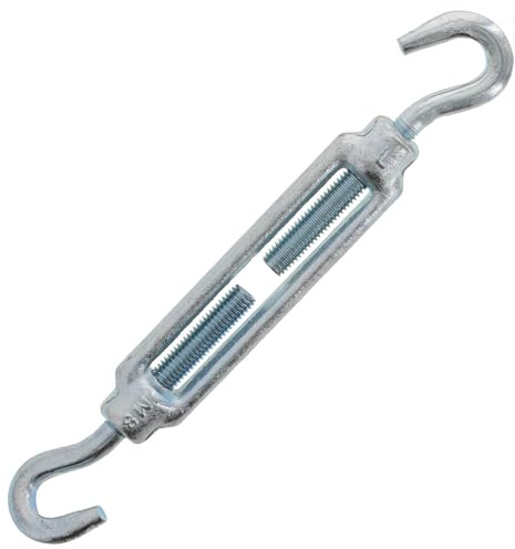 ToniTec Spannschloss mit Haken und Haken M 8 x 110 mm Stahl verzinkt DIN 1480 Seilspanner Spannschraube