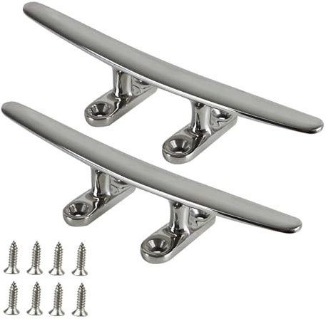 KOVNISE 2 Pcs 5 Rope Cleat 316 Stainless Steel Boat Mooring Accessories Boat Cleat Open Base Kayak Rope Tie Cleat Silver Heavy Duty Marine Base Cleat for Docks Ports Yachts Pool Coastal Decorations