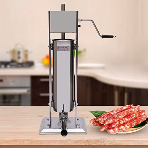 Insaccatrice per Salsicce, Macchina per insaccatrice Manuale Verticale da 6 libbre/3 Litri Macchina per insaccatrice Verticale in Acciaio Inossidabile confezionata con 4 Tubi, per Uso Commerciale e