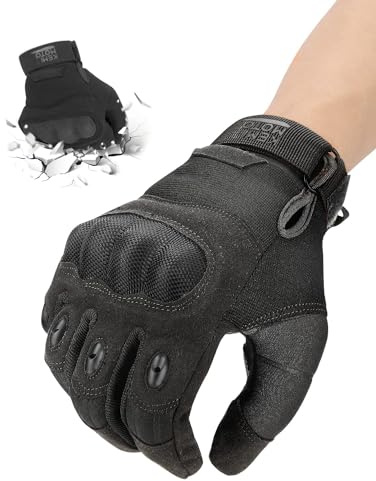 KEMIMOTO Taktische Handschuhe, Militär Einsatzhandschuhe mit Kohlefaser Knöchelprotektor und Touchscreen