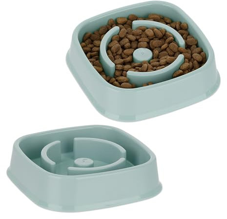 Relaxdays 2X Ciotola Anti-Ingozzamento per Cani, 800 ml, Lenta Assunzione del Cibo, Adatta alla Lavastoviglie, Blu