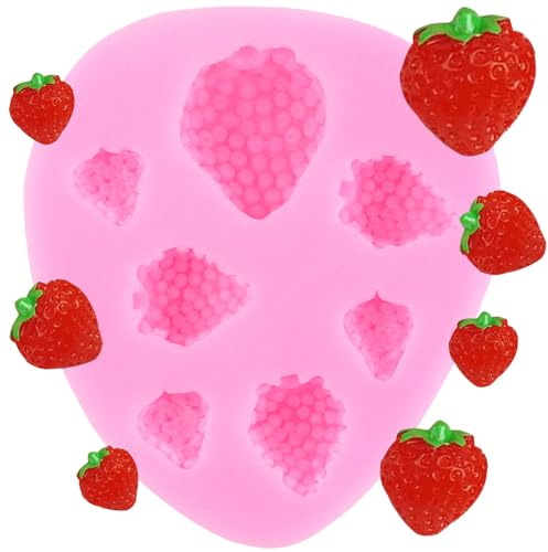 XMOLDNMS Moule en silicone en forme de fraise pour fondant, chocolat, bonbons, décoration de gâteau, pâte à sucre