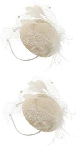 SOIMISS 2stücke Tea Party Fascinator Haarschmuck Für Frauen Elegantes Netz-Haarband Mit Abnehmbaren Clips Für Hochzeiten Gartenpartys Und Cocktail-Events Cremefarbenes Design