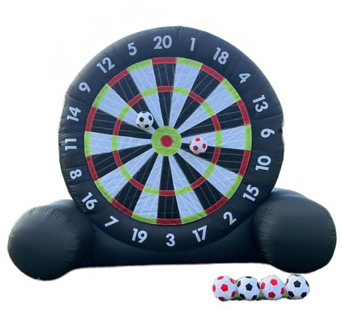 HUTRADE Outdoor Aufblasbares Fußball-Dartboard, Kick-Dartscheibe, 3m Hoch Selbsthaftende Darts Mit Gebläse Und 8 Aufblasbaren Bällen