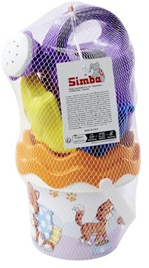 Simba 10711479 - Sandspiel-Set Katze, Eimergarnitur, 6 Teile, Eimer, Sieb, Sandform, Schaufel, Rechen, Gießer, H:11cm, D:14cm, Sandspielzeug für Kinder ab 3 Jahren