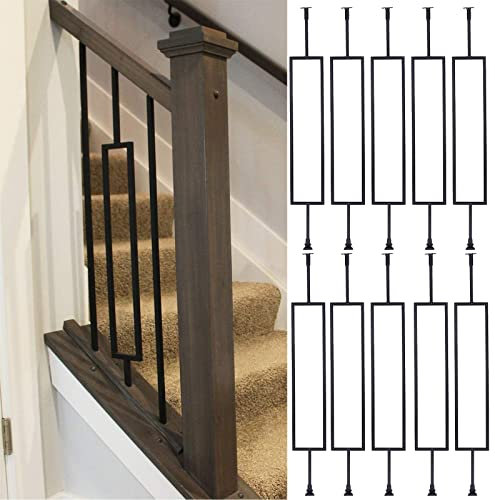 Modern Metal Railing Spindles for Home Garden Wall Set of 10 Pcs 100cm to 150cm Height Double Panel Design Ideal for Stairs Banister and Villa Landings