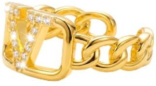 VIVILE Wasserfest Design Ringe Buchstabe V Ohrringe,Glänzend Armband,Kette,Einfaches Aber Elegantes Ringe Geschenke für Frauen
