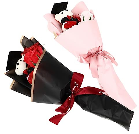 Gatuida Ramo De Flores De Jabón Decorativo 2 Osos De Peluche Ideal para De Graduación