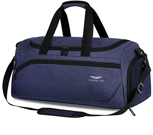 FIORETTO Sporttasche & Reisetasche für Damen und Herren, mit Schuhfach & Nassfach, Wasserdicht Tasche für Trainingstasche, Gym, Travel, Schwimmen, Sauna, fußball Navy blau 50L
