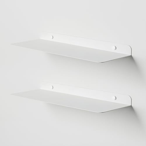 Steelnovo | Zeno, Coppia di Mensole da Parete in Metallo Verniciato, 2 Mensole da Muro Portaoggetti, 40x3x15 cm, Colore Bianco, Design Minimal e Moderno, Scaffale da Muro, Made In Italy