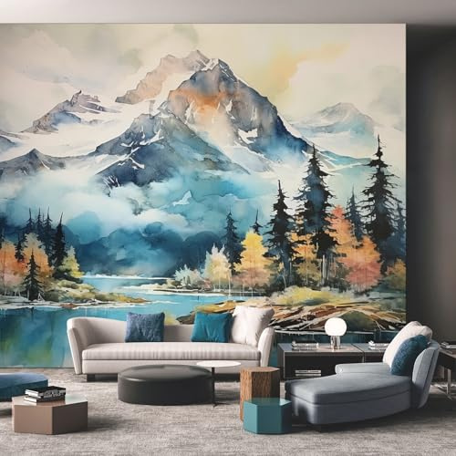 Générique Papier Peint Panoramique Montagne Forêt Nature - Papier Peint Pour Chambre, Salon, Mur TV Artistique, Restaurant Décoration Image Photo Murale, 300 x 210 cm Ojjhy53