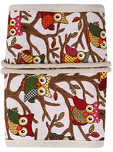 Qcwwy Häkchen mit Großer Kapazität, Tragbarer Stricknadelnhalterbeutel, Weastresistentes Strickspeicher, mit Oxford-Stoffmaterial, Zum Nähen, Eulenmuster-Häkeln Hakengehäuse (Leere Tasche - Eule)