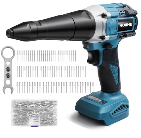 Trådlös nitpistol för Maki-ta 18 V-batteri, 20 000N trådlös nitmutterpistol, borstlös automatisk elektrisk popnitpistol, för 3, 4, 5 mm nitar, med 150 nitar (utan batteri)