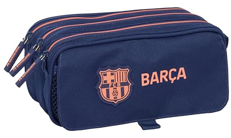 F.C.BARCELONA 2ª EQUIPACIÓN - Portatodo Triple Big, Estuche Infantil, Estuche Niño, Ideal para Niños en Edad Escolar, Cómodo y Versátil, Calidad y Resistencia, 21.5x8x10 cm
