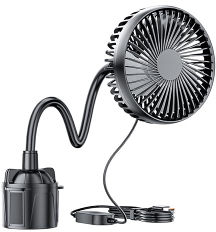LIXSAZSE Ventilatore elettrico piccolo USB con forza del vento forte per auto, regolazione a 3 velocità, ventilatore ABS per auto senza condizionata, portatile per