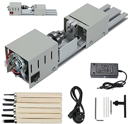 MRVAKDYDI Mini Tour à Bois, Tour à Bois à Monter soi-même 12-24 V 96 W, Vitesse Variable, avec Accessoires for Le Travail du Bois