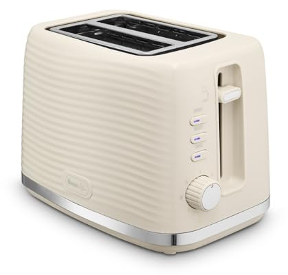 Swan Wave 2-Slice Toaster, 7 Browning Levels, Defrost, Cancel & Reheat Functions, Removable Crumb Tray, Hidden Cord Storage, Non-Slip Feet, Cream, ST19034CRM