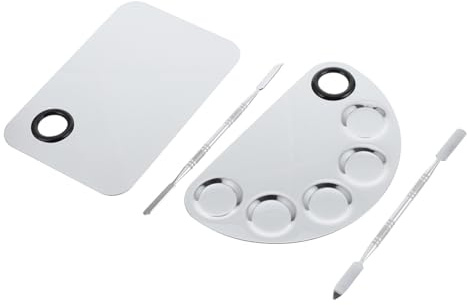 Healvian 2 Sets Stainless Steel Makeup Palettes for Watercolor Painting Art Mixing Palettes Design