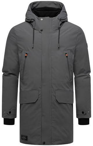 STONE HARBOUR Varm vinterkappa för män, lång vinterparkas med fleecefoder i fleece, många fickor på in- och utsidan och stor huva Kitraan XX S–3XL, antracit, XL