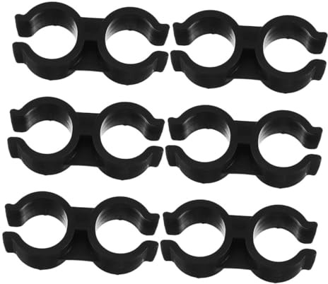 TOBBOMEY 6pcs Dualhead Plastic Pipe Clamps Double Port Pipe Support Brackets Versatile Double Hose Clips for Shelf Fastening Inner