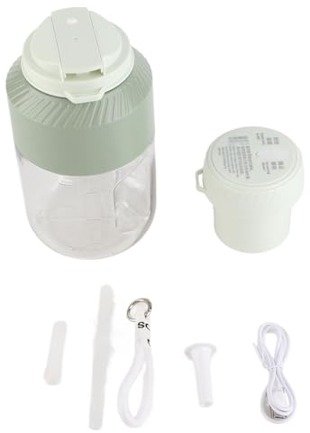 BuyWeek Blender Portable 1 L, Mixeur Smoothie Sans Fil Rechargeable à Double Couvercle Mélangeur de Voyage pour Activités de Plein Air, Voyages, Salle de Sport, Fêtes (Vert)