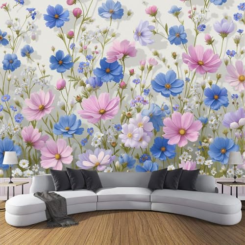 prato di fiori selvatici Murale da Parete Fiori ad acquerello, Carta da Parati per Camera da Letto, Soggiorno o Hotel - 350 x 256 cm
