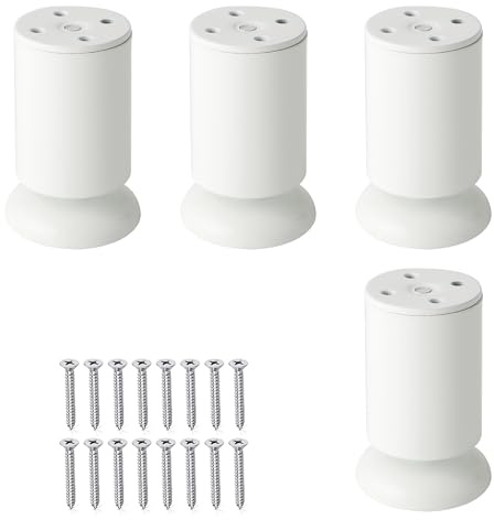 Mooche 4Pcs White Furniture Legs, Adjustable Bed Support Legs,Heavy Duty Furniture Feet Stainless Steel, Cabinet Legs for Cabinet Sofa Bed Frame Replacement Parts 10-11CM