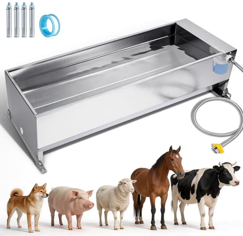 Svauoumu 50 Liter Tränkebecken Schwimmerventil,Automatisch Schwimmertränke mit Anschlussset,Schwimmer Tränkebecken mit Halterungen,Pferdetränke,Pferdetränke,Ziegentränkebecken für Rinder, Schafe,Hunde
