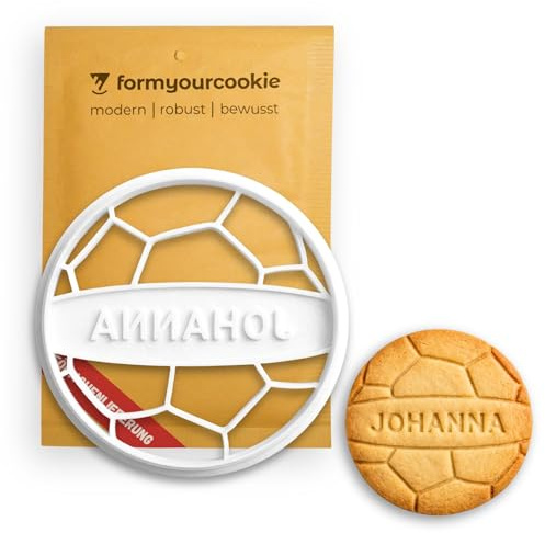 Personalisierte Ball Ausstechform mit NAME personalisierbar, hochwertige Fußball Ausstecher WUNSCH-Text, detaillierte Keksstempel, Keksausstecher, Geschenk Kind Fußballer Trainer