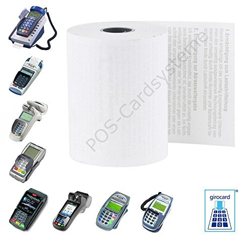 100 Stück EC Thermorollen 57mm x 12m x 12mm, Deutsche Markenware, kompatibel mit EC-Gerät Ingenico ICT 220 mit Lastschrifttext ELV, je 5 Rollen separat in Folie verschweißt