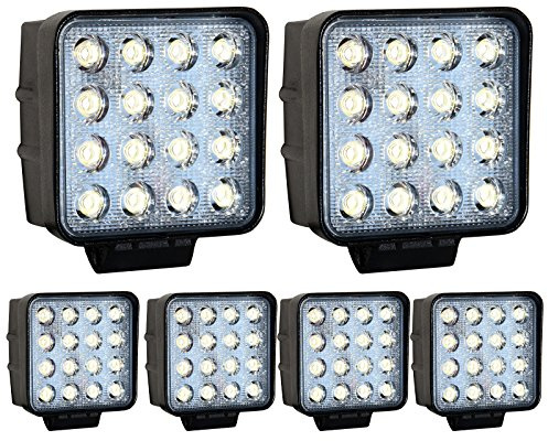 Greenmigo 6X 48W 16 LEDs Offroad Lampe LED Arbeitsscheinwerfer Flutlicht Reflektor Arbeitslicht Zusatzscheinwerfer für SUV, UTV, ATV Rückfahrstrahler 12V 24V